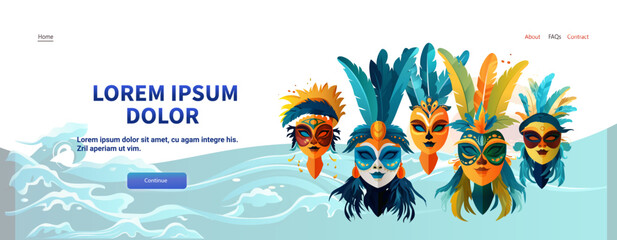 colorful masks brazilian festival holiday celebration greeting invitation postcard culture and tradition carnival party concept