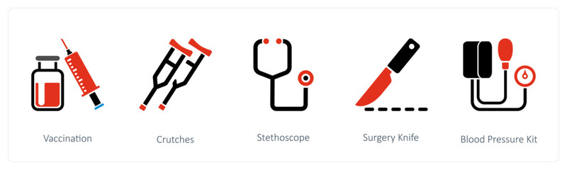 Vaccination, Crutches, Stethoscope