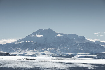 Elbrus mountain at winter. Caucasus mountain ridge. - 733713212