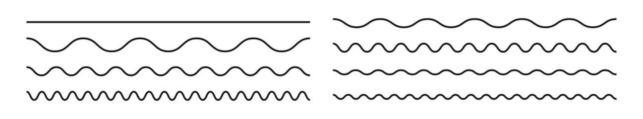 Wavy lines. Set of wavy horizontal lines. Wavy zigzag lines. Zig-zag vector elements - obrazy, fototapety, plakaty