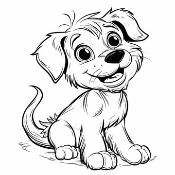 Vector image of a cute cartoon dog. Coloring page isolated on a white background.