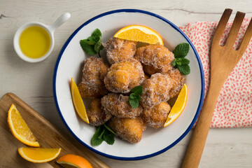 Buñuelos de Quaresma. Fritters that are prepared during Holy Week in Spain.