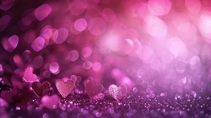 Hearts and Bokeh on Pink Gradient