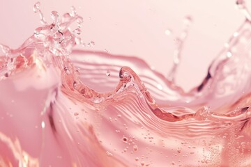 Abstract wave of pink water. High-speed photography with a pink background.