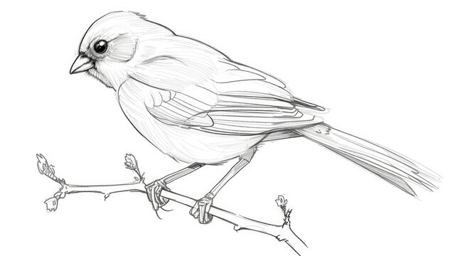 recommend clip art: Realistic Sparrow Sketch on Branch