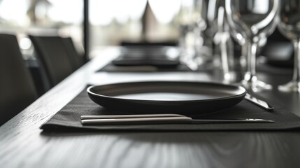 Elegant Table Setting with Black Dishware