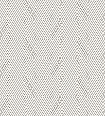 Naklejka premium Vector seamless pattern. Modern stylish texture. Repeating geometric tiles. Linear grid with striped diamonds.