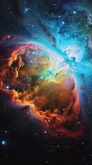 Galaxy with stars and nebulas in the background. Vertical background 