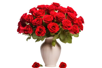 Red Roses in a Vase Decor Isolated On Transparent Background