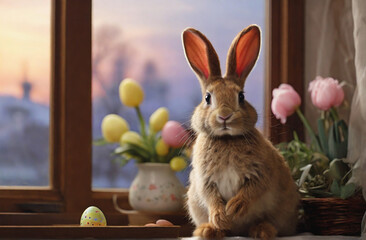 Easter bunny and Easter egg