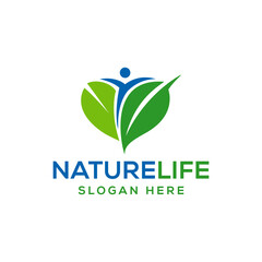 nature life health logo design vector illustration