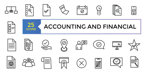 Accounting and financial icon set simple line art style icons pack. Vector illustration
