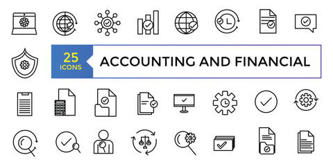 Accounting and financial icon set simple line art style icons pack. Vector illustration