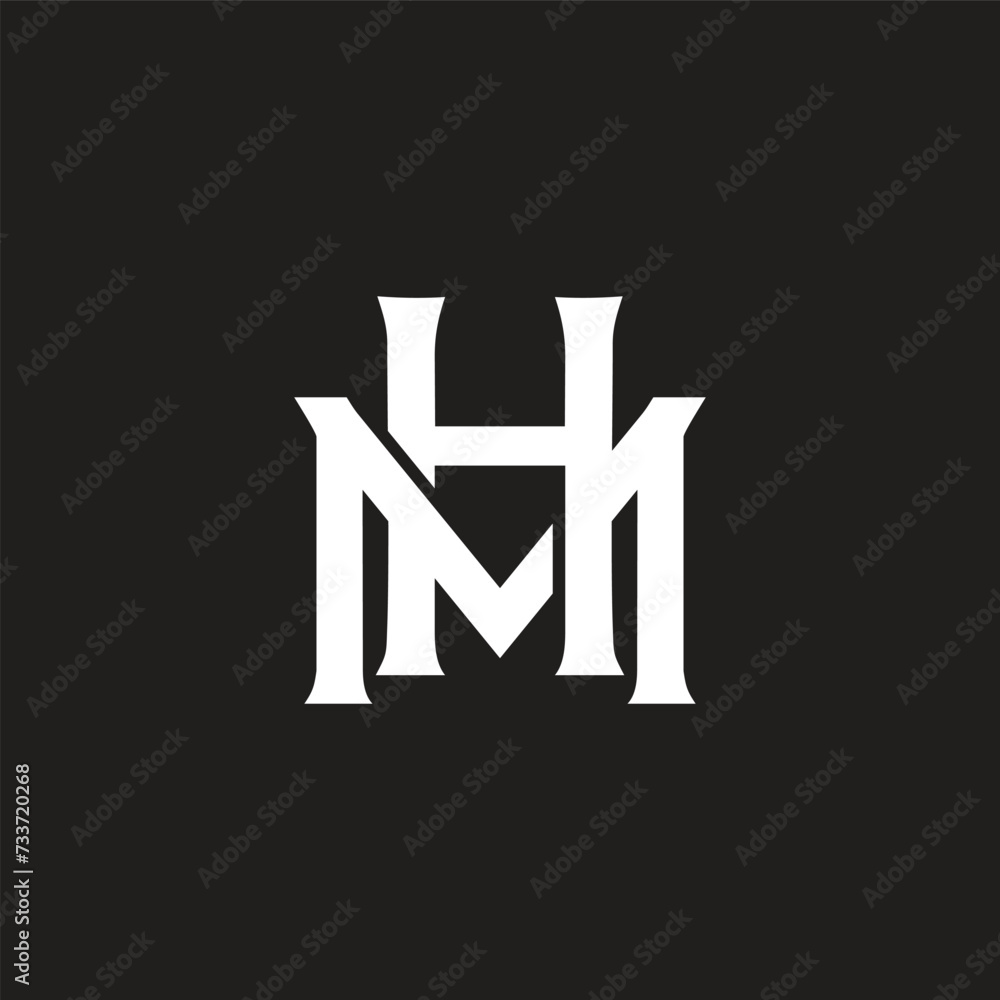 Poster letter hm linked overlap font logo vector