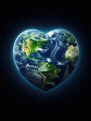 Fototapeta na wymiar Heart shaped planet earth icon. Save the world. Eco friendly environmental message. Love.
