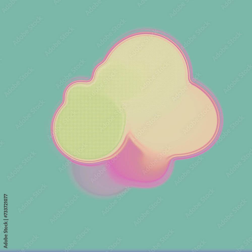 Poster Digital illustration of organic shapes resembling clouds in abstract style with trendy color gradient. 3d rendering