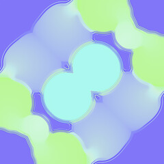 Digital illustration with an abstract style. With neon tones of blue, purple and green. 3d rendering