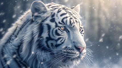 A close up of a beautiful white tiger