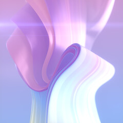 Smooth wave of fabric stripes with trendy neon color gradient. 3d rendering abstract background. Digital illustration