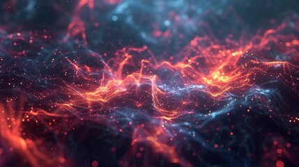 Fototapeta premium Luminous Particle Dance Abstract Background Symbolizing Digital Technology Connection