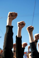 Silent Solidarity. Arms Raised in Protest for Change - obrazy, fototapety, plakaty