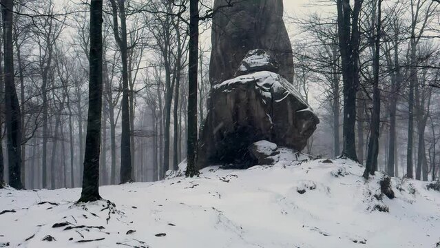 In Ukraine, in the Carpathians, there is a geological park of stone cliffs with fantastic shapes, this is the temple of Dovbush