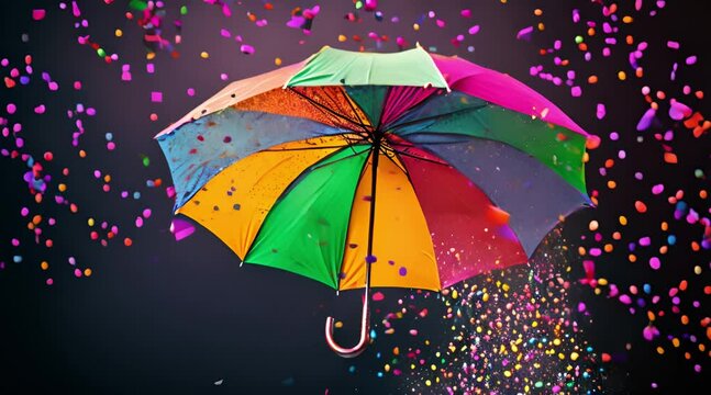 splashes of colorful paint on the umbrella
