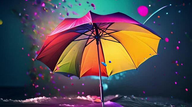 splashes of colorful paint on the umbrella
