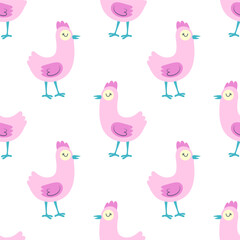 artoon seamless pattern with hen, perfect for textile, paper print, easter or else, scandinavian style, flat design