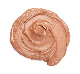 Sample of tasty nut butter isolated on white, top view