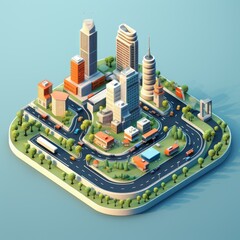 Obraz premium Isometric City Art Three-Dimensional Metropolis
