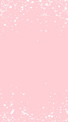White hearts scattered on pink background.