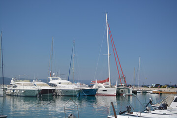 Naklejka premium Berth for yachts and small boats on the coast. Croatian Sea Coast