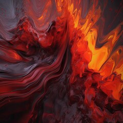 It looks like a painting of a volcano erupting , generated by AI
