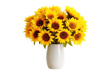 Glow of Sunflowers in a Vase Isolated On Transparent Background