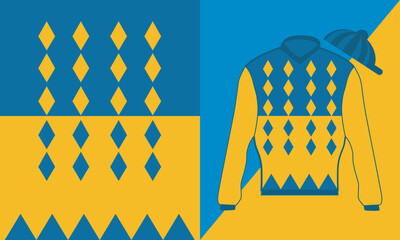 Traditional Jockey Silk Uniform Design, Horse Riding Uniform Design, Vector Illustration