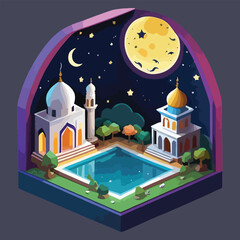 vector of night in ramadhan