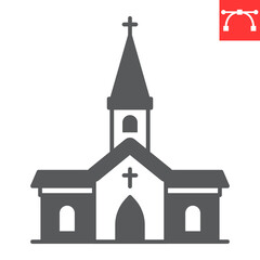Church glyph icon, Easter and building, chapel vector icon, vector graphics, editable stroke solid sign, eps 10.