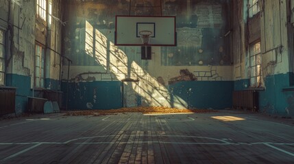 Empty basketball court - obrazy, fototapety, plakaty