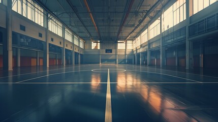 Empty basketball court - obrazy, fototapety, plakaty