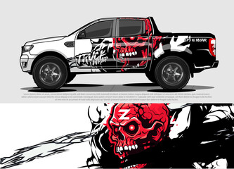 car livery design vector. abstract race style background with Zombie concept for vehicle vinyl sticker wrap