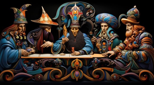 The assembly of medieval European kings convened to discuss matters of state and diplomacy.