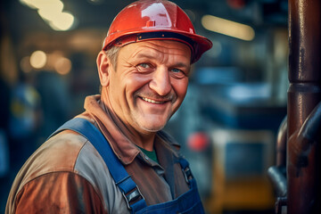 Portrait of factory worker man