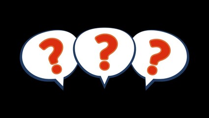 Pop up question mark comic chat bubble on alpha channel transparent background