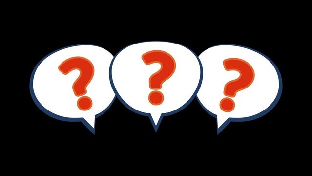Pop up question mark comic chat bubble on alpha channel transparent background