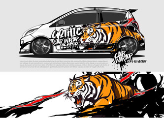 car livery design vector. abstract race style background with aggressive Angry tiger concept for vehicle vinyl sticker wrap