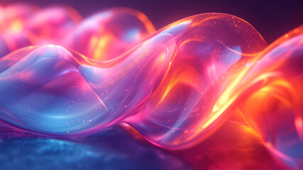 Obraz premium 3d rendering of abstract fractal shape. Beautiful wavy background with glowing particles.