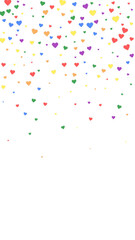 Rainbow colored scattered hearts. LGBT valentine