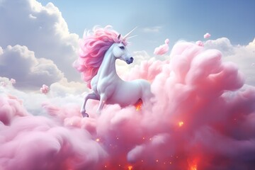 Unicorn in the sky with clouds
