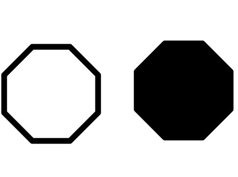 black octagon outlined and filled shape icon , black octagonal geometric shapes 
